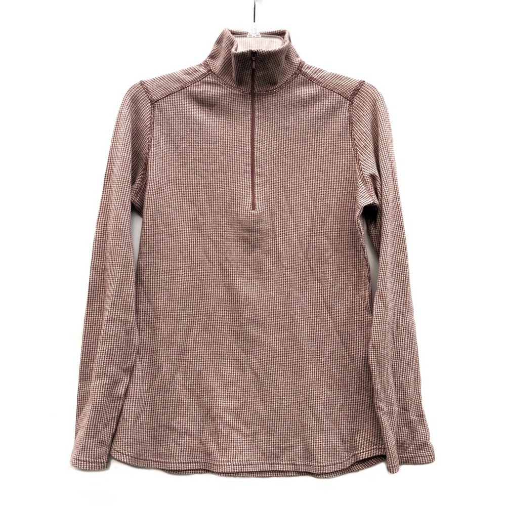 Woolrich Mock Neck Houndstooth 1/4 Zip Pullover Long Sleeve Thin Sweater EUC S